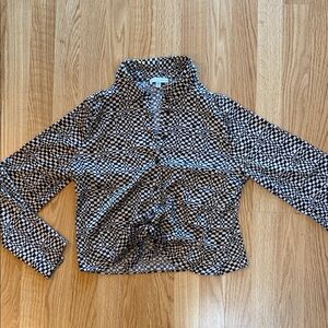 Black and White Geometric Long Sleeve Top